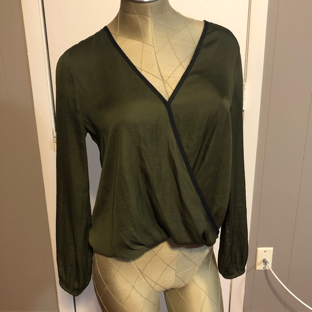 Green and black blouse